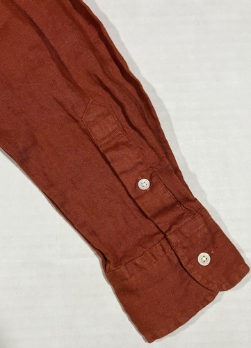 Polo Ralph Lauren camicia lino arancione corallo bottoni manica lunga donna taglia S - Foto 8 di 12