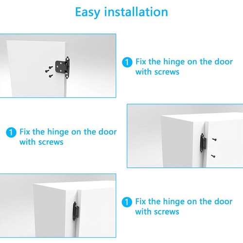 1/2" Matt Schwarz Schrank Scharniere Overlay Selbstschließend für Küche Schranktür USA - Bild 19 von 44