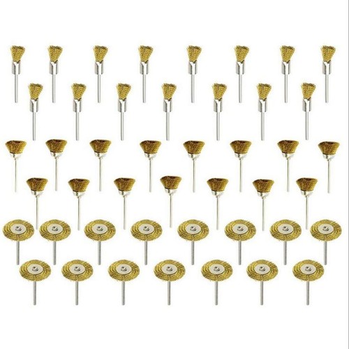 45Pack 3mm Brass Wire Wheel Polishing Mix Brush Set Dremel Rotary Shank Tool A - Picture 3 of 21
