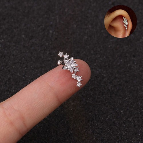CZ Labret Monroe Lip Bar Tragus Cartilage Helix Ear Ring Stud Upper Ear Piercing - Picture 26 of 28