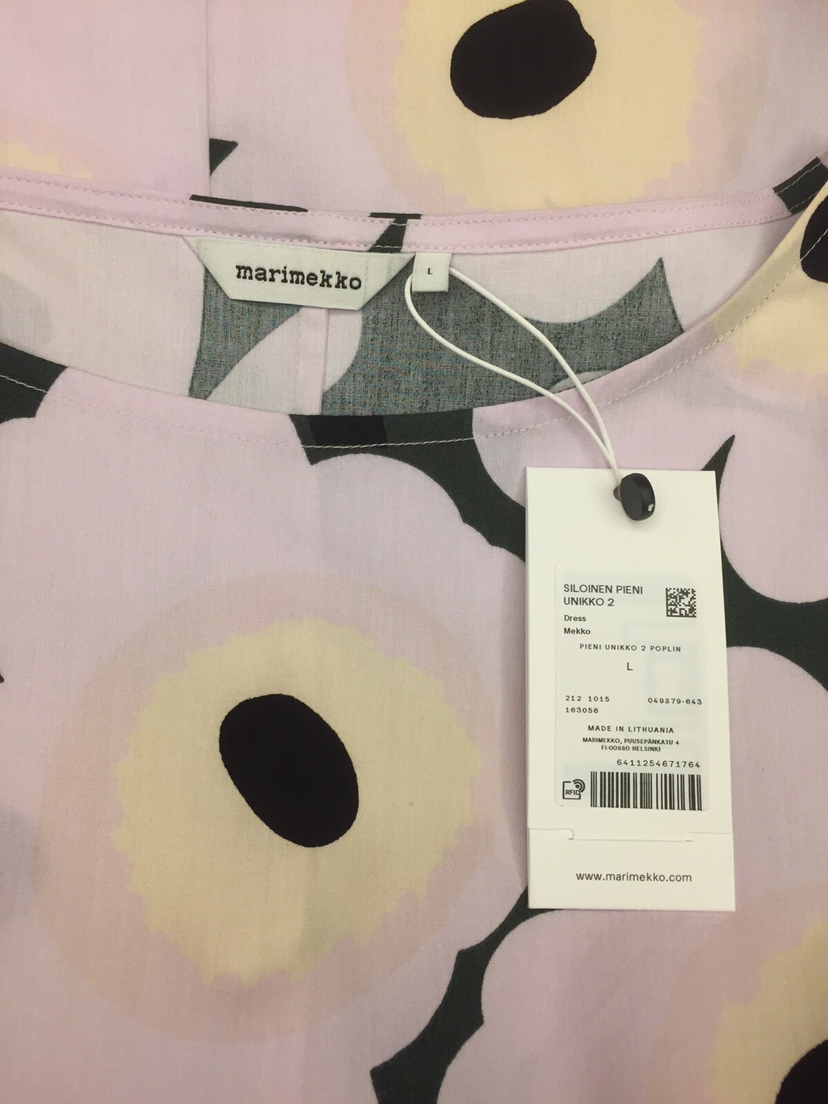 New Marimekko Large Siloinen Pieni Unikko 2 Cotton Pink Green