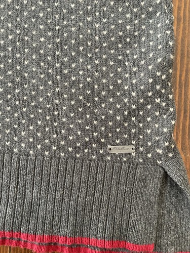 Eddie Bauer Wollmischung Fair Isle Oslo Trichterkragen Pullover Tunika XS grau rot Neu mit Etikett - Bild 8 von 10
