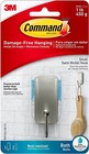 Command Small Bath Hook Satin Nickel Water-Resistant Strips Organize Damage-Free
