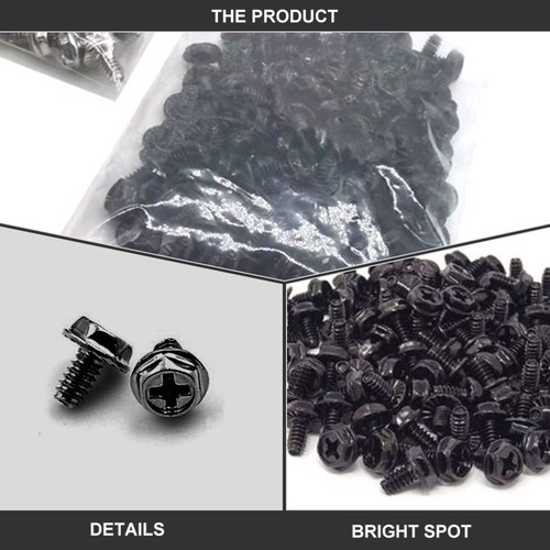 100 PCS Computer Case Screws Power Supply Fastener Black Pci Slot - Afbeelding 2 van 12