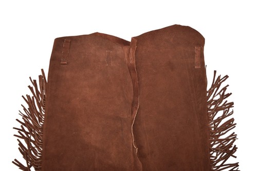 Vintage Leather Chaps Size 34x28 Brown Suede Fringe Full Western Riding - Picture 4 of 9