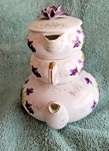 Tetera de anidación de patrón floral de porcelana sin marcar ¿rara? Bonito viejo - Imagen 4 de 15