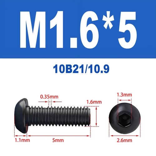 Schwarze Innensechskant Linsenkopfschrauben 10.9 Stahl ISO 7380 M1.6 - M5 - Bild 7 von 114