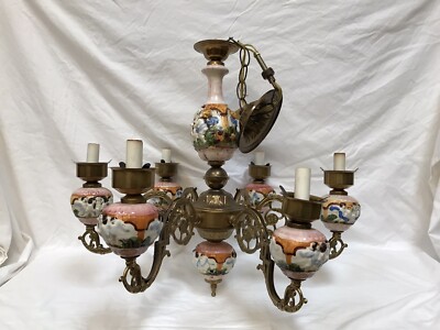 Capodimonte Made In Italy Chandelier 6 Light Cherub Porcelain Vintage Capodimonte Made In Italy Chandelier 6, Capodimonte Italian Porcelain Chandelier