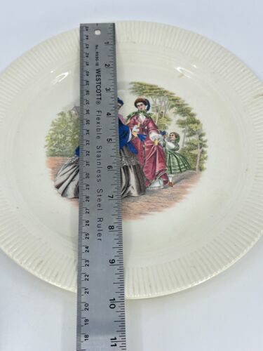 3pc SALEM CHINA Godey Prints Ribbed Rim BREAD BUTTER PLATES Victorian Couple VTG - Picture 7 of 24