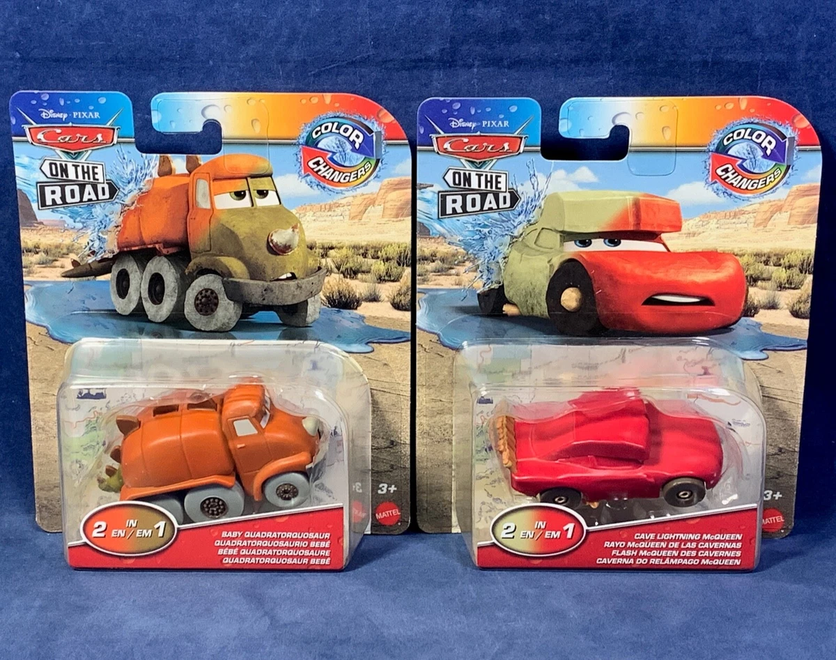 BABY QUADRATORQUOSAUR & Cave Lightning - ON THE ROAD Pixar Cars COLOR  CHANGERS