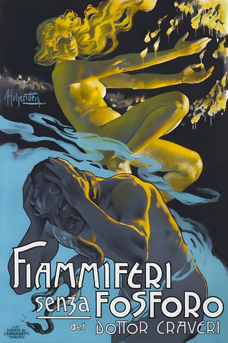 Fiammiferi senza fosforo del Dottor Craveri Matches Italian Ad Poster Print - 第 1/1 張圖片