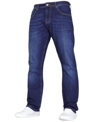 Herren Straight Leg Jeans Stretch Denim Regular Freizeit Blau Schwarz - Bild 9 von 16