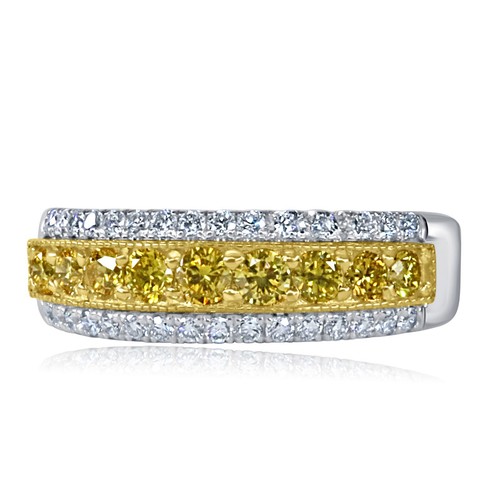 Round Brilliant Cut Yellow Lab Grown Diamond Wedding Band 14k Gold (1.01 ctw) - Picture 10 of 12