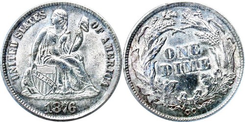 1876-CC ~ Rare DDR ~ Seated Liberty Dime ~ PCGS MS62 PQ ~ Blazing Platinum TONER - Picture 9 of 23