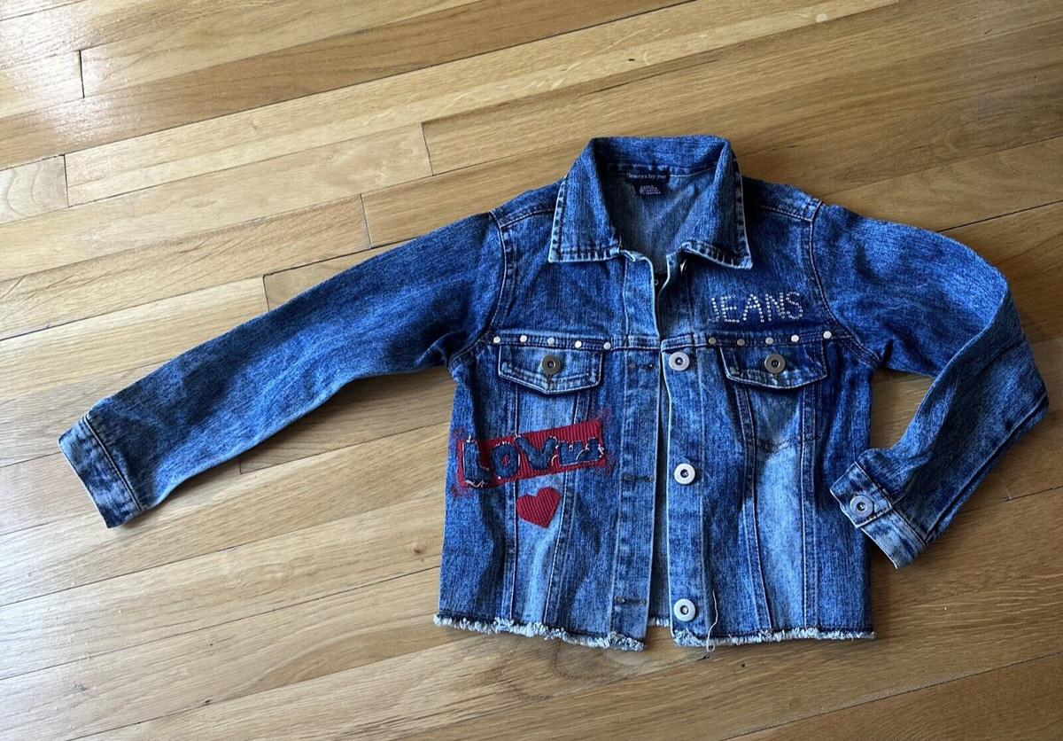 【VETEZE】24SS★ Flower Denim Jacket Flowers by Zoe Rhinestones Denim/Jean Jacket, Studded Size 5