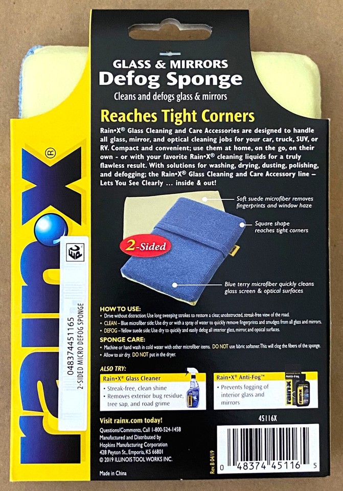 RAINX Glass & Mirrors Defog Sponge Cleans & Defogs Glass & Mirrors 2