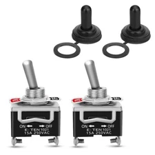 2PCS Toggle Switch 12V SPST ON/Off Waterproof Marine Toggle Switch15A 250VAC ...