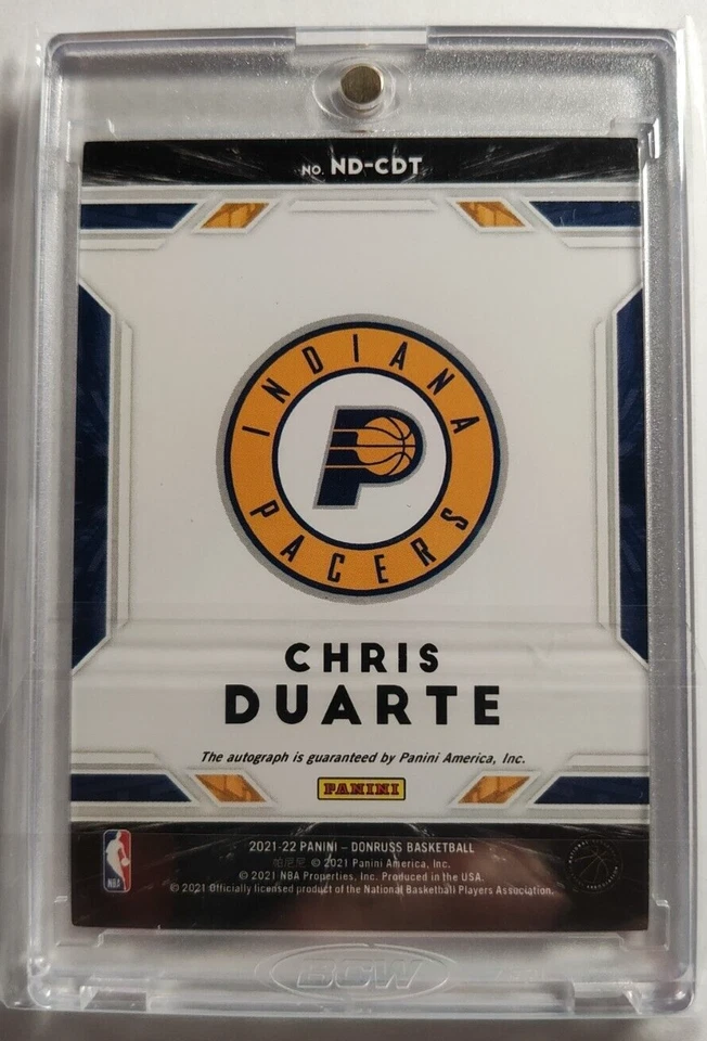 2021 Donruss Chris Duarte Next Day Rookie Auto On Card SSP ND-CDT RC - Image 2 of 2