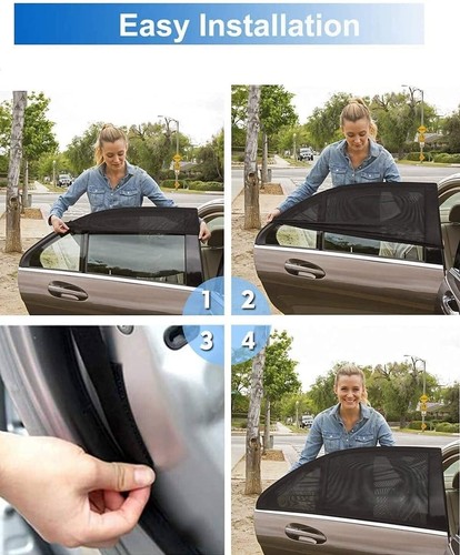 Tendine Parasole Auto Bambini 2 Pezzi Oscuranti Finestrini Auto Laterali Anti-UV - Foto 5 di 7