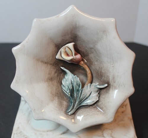 Vintage Italien Capodimonte Rose Phonograph Keramik Schmuckschatulle mit Original Etikett. - Bild 12 von 16