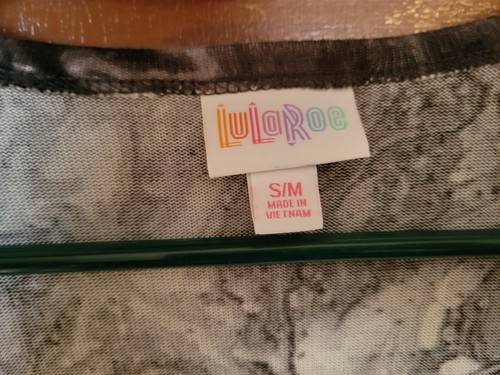 NWT LULAROE Women's S/M Black Gray White Tie Dye Savannah Kaftan With Belt - Picture 4 of 5