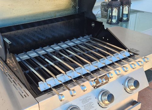 Schaschlik Spießaufsatz Spießhalter Gestell für Gasgrill mit Spießen Edelstahl - Bild 7 von 46