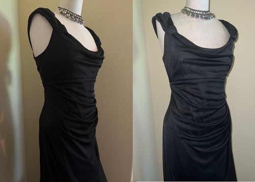 ALEX EVENINGS * EXPOSED SHOULDER, DRAPED NECK BLACK EVENING GOWN * SIZE 12 NWT - Picture 5 of 19