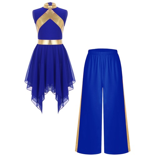 Niñas Litúrgica Alabanza Danza Conjunto Metálico Sin Mangas Coro Festival Disfraz - Imagen 19 de 53