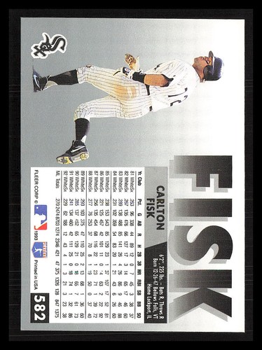 Carlton Fisk 1993  Fleer #582  Chicago White Sox - Picture 2 of 2