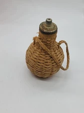 Wicker Covered Perfume Bottle Potter And Moore Missing Cap Rare B110