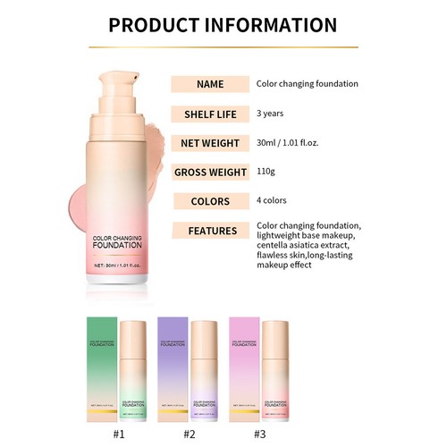 Damen Kosmetik kaschierende Hautunvollkommenheiten Farbverlauf Foundation leicht - Bild 23 von 23