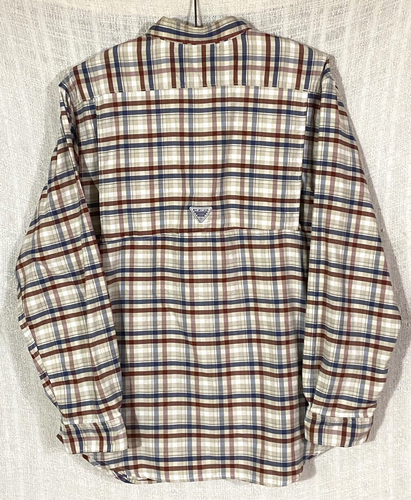 Columbia PFG Men's Medium Beige Red & Blue Plaid L/S Vented Fishing Shirt - Picture 2 of 3