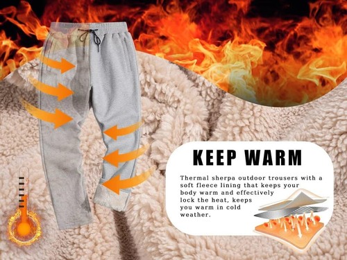 Men's Thermal Fleece Pants Sherpa Lined Open Bottom Sweatpants Casual Trousers - Picture 51 of 122