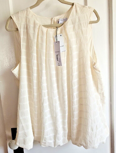 NWT Liz Claiborn crema women boat neck wrinkled loose blouse Sz 2XL lined