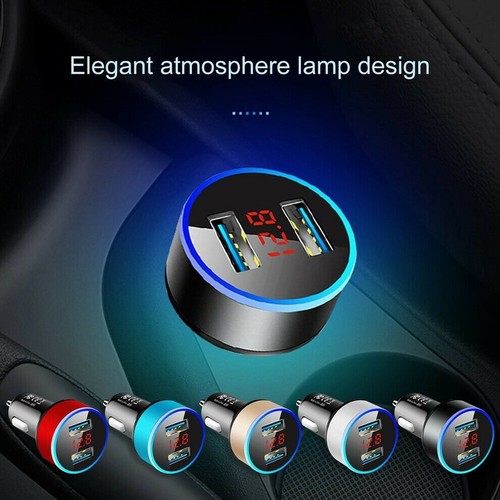 3.1A Plug LED Digital Voltmeter 2 USB Car Phone Charger Lighter Socket Adapter - Picture 2 of 17