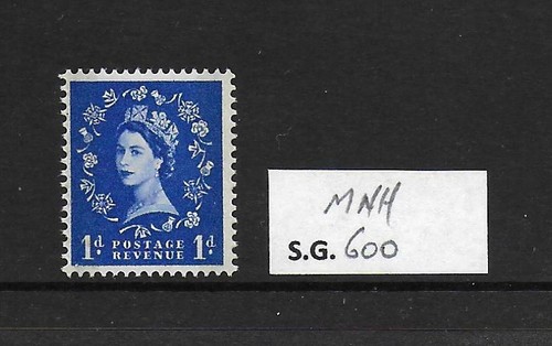 1958-61 GB QE2 Wilding Phos Graphite 1d Ultramarine SG600 Fine Unmounted Mint