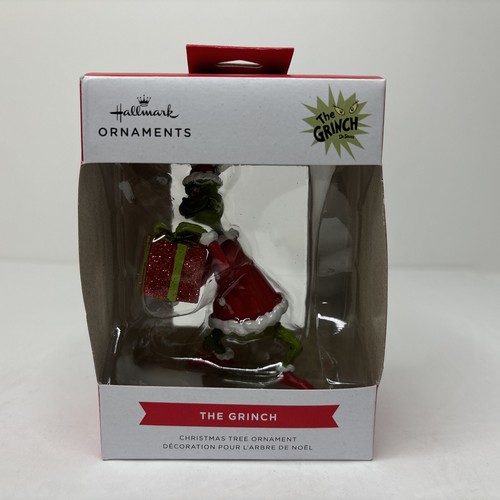 Hallmark Dr Seuss Grinch with Red Present 3.5 inch Christmas Tree Ornament 2021 - Picture 2 of 9