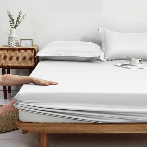 Extra Deep 40cm Fitted Sheet 100% Egyptian Cotton Bottom Bed Sheets All UK Sizes - Picture 2 of 9
