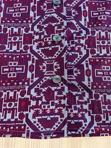 Unisex Vintage 100% 70er Polyester Hemd Large Azteken Design Handarbeit - Bild 2 von 10