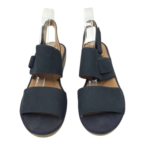 Clarks Reedly Breen Wedge Sandal Women 9 W Casual Comfort Adjustable Strap Blue - Picture 5 of 16