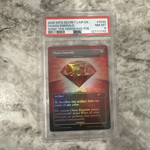 Chaos Emerald (Lotus Petal) Red 7032 Secret Lair Drop Sonic Bonus MTG PSA 8 - Picture 1 of 2