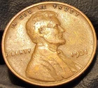 1931 P 1C BN Lincoln Wheat Penny Cent! Good Condition!