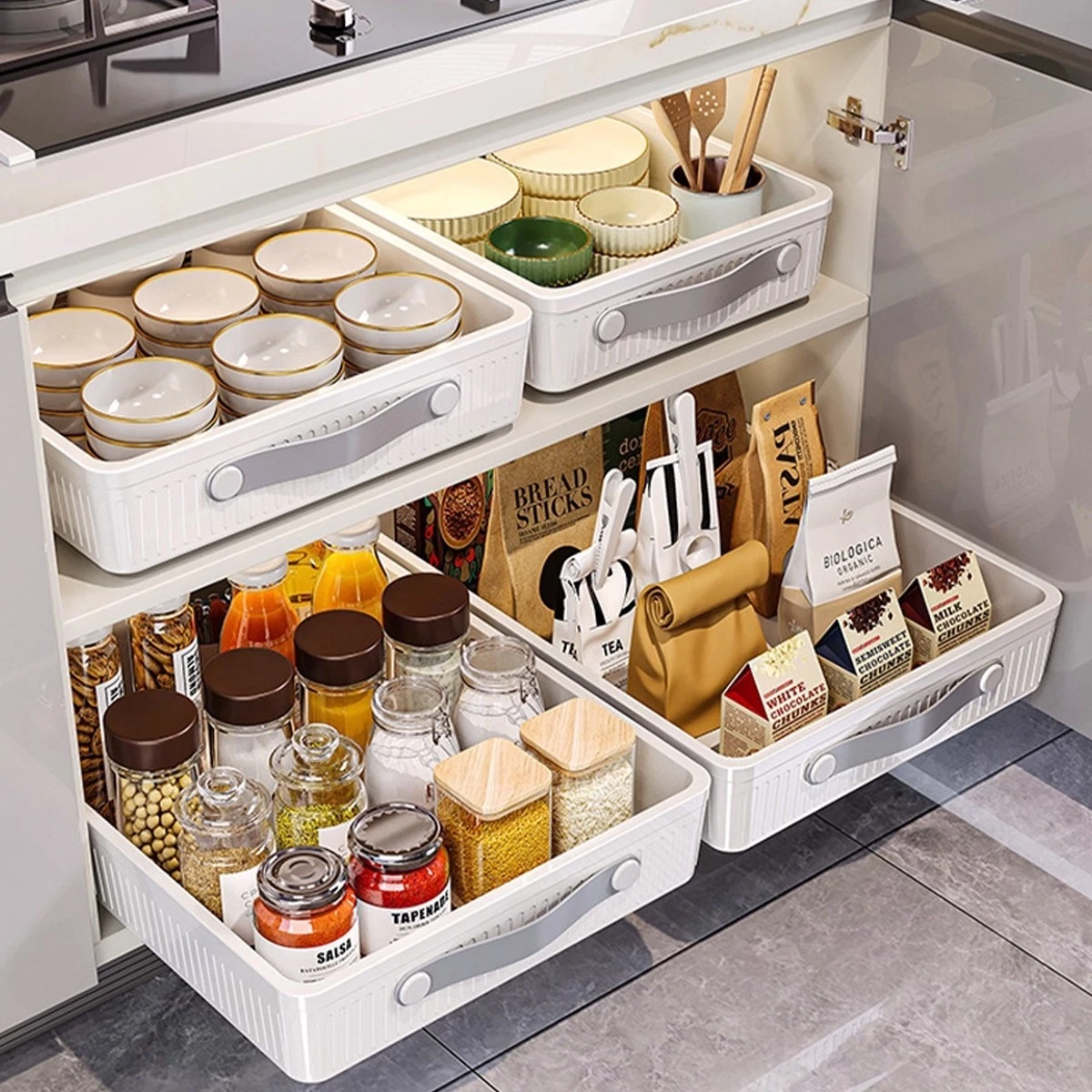 2PCS Kitchen Spice Rack Organiser Pull Out for Cabinet Countertop Storage AU