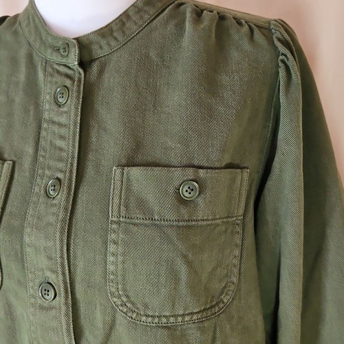 Camicia donna Point Sur drappeggiata con bottoni verde salvia media utility shacket autunno - Foto 2 di 11