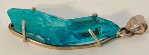 Vintage Sterlingsilber handgefertigt natürlicher blauer Edelstein Anhänger 2" SCHÖN - Bild 5 von 9