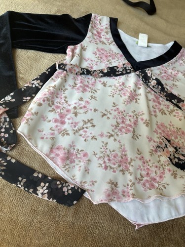 Little Mass Women Y2K Whimsygoth Grunge Floral Velvet Asymmetrical Vintage Top - Picture 2 of 4