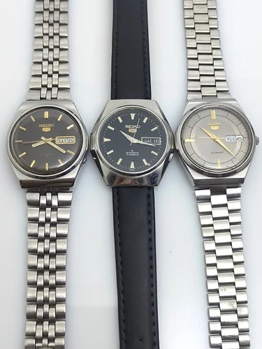 Lot of 3 Vintage Seiko 5 Automatic Day-Date Men's Japanese Wristwatches
