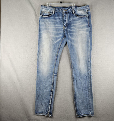 Mnml Jeans Mens 40x34 Blue Light Wash Skinny Denim Ankle Zip Button Fly