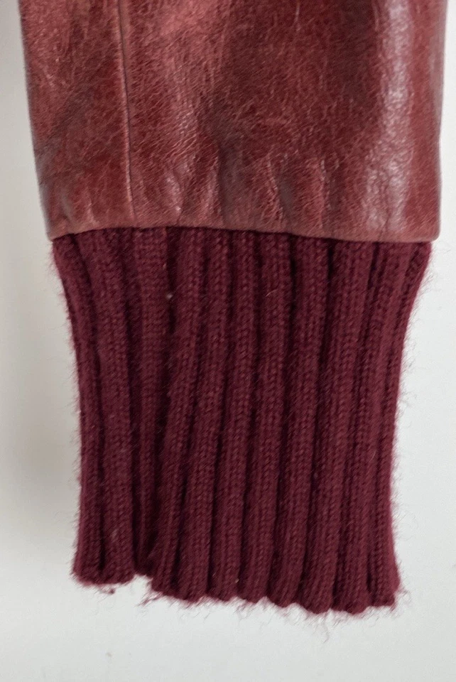 Doma leather Blend bomber jacket snap collar zip red Women’s Size Medium - Image 4 of 4