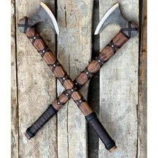 Custom Handmade Carbon Steel Blade Pair Of Ragnar Viking Axe Hunting Axe Camping